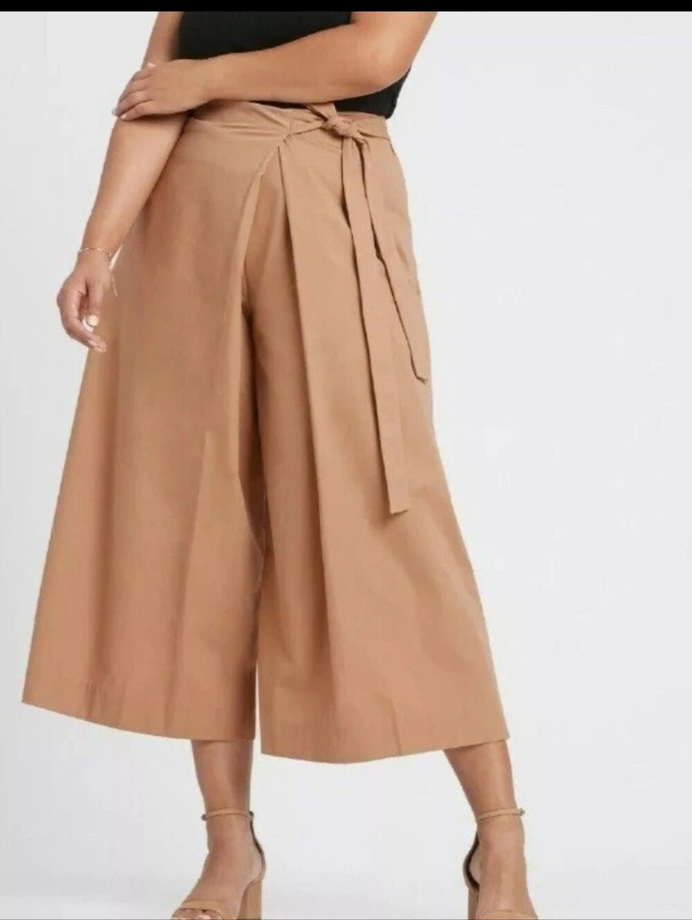 Banana Republic 100% Cotton Wide Leg Wrap Look Pants in Blush Taupe_8